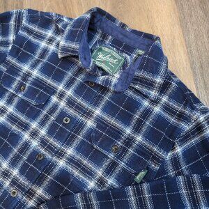 Woolrich Heavy Flannel Shirt Men's Size M  Blue Plaid Shacket Lumberjack Camp